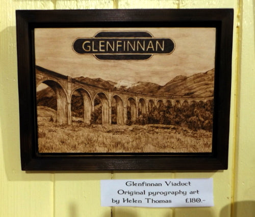 Pyrography Art - Glenfinnan Viaduct Ground View