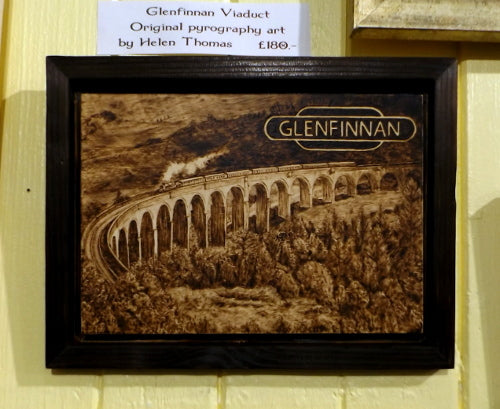 Pyrography Art - Glenfinnan Viaduct Areal View