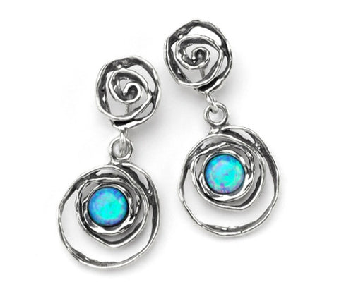Earrings Aviv - Swirl design earring studs with opal
