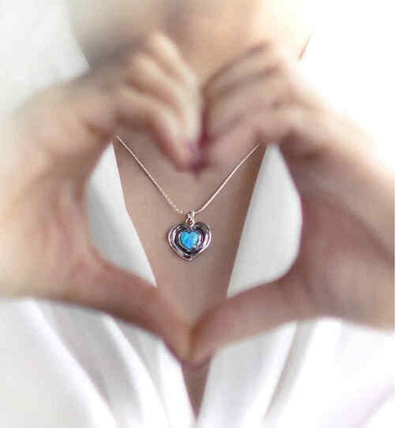 Necklace Aviv - Opal heart with silver around