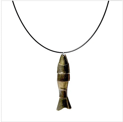 Flex Fish Drop Necklace - Bronze Finish