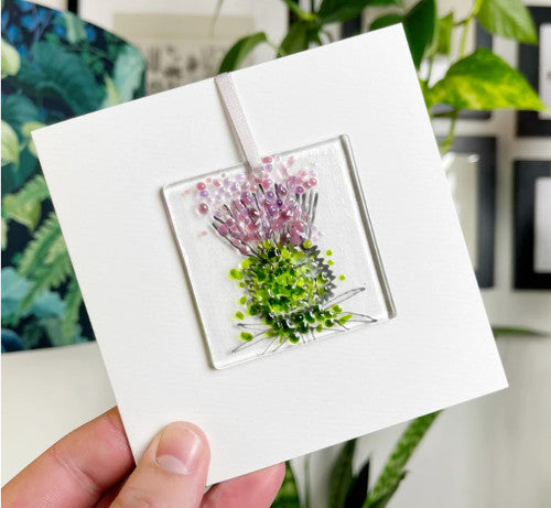 Glass Hanger / Card - Thistle