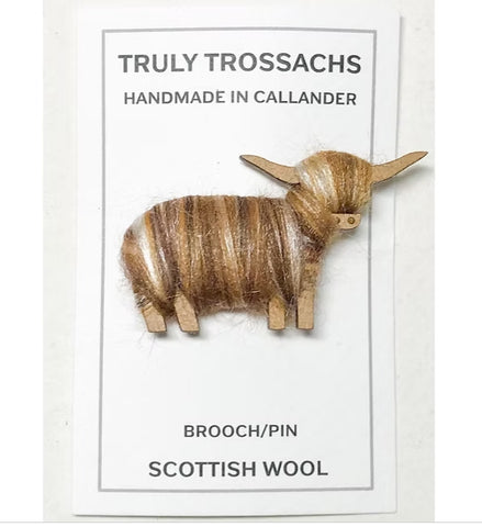 Wool Wrapped Brooches - Highland Cow
