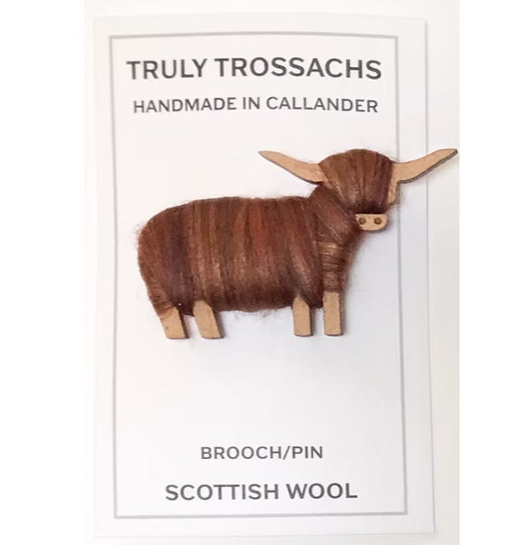 Wool Wrapped Brooches - Highland Cow