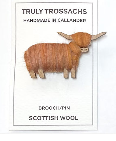 Wool Wrapped Brooches - Highland Cow