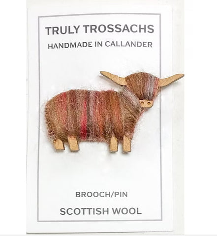 Wool Wrapped Brooches - Highland Cow