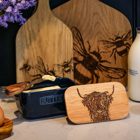 Butter Dish - Highland Cow