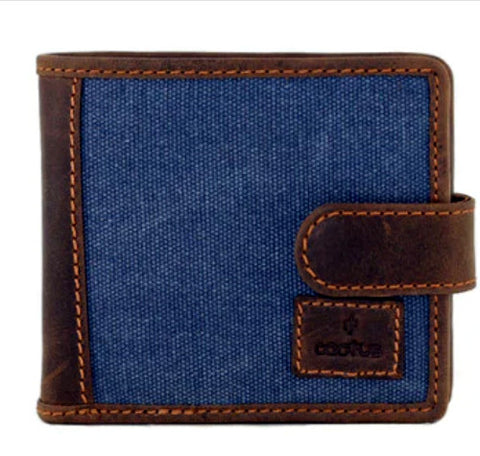 Cactus Canvas/Leather Tab Wallet - Denim