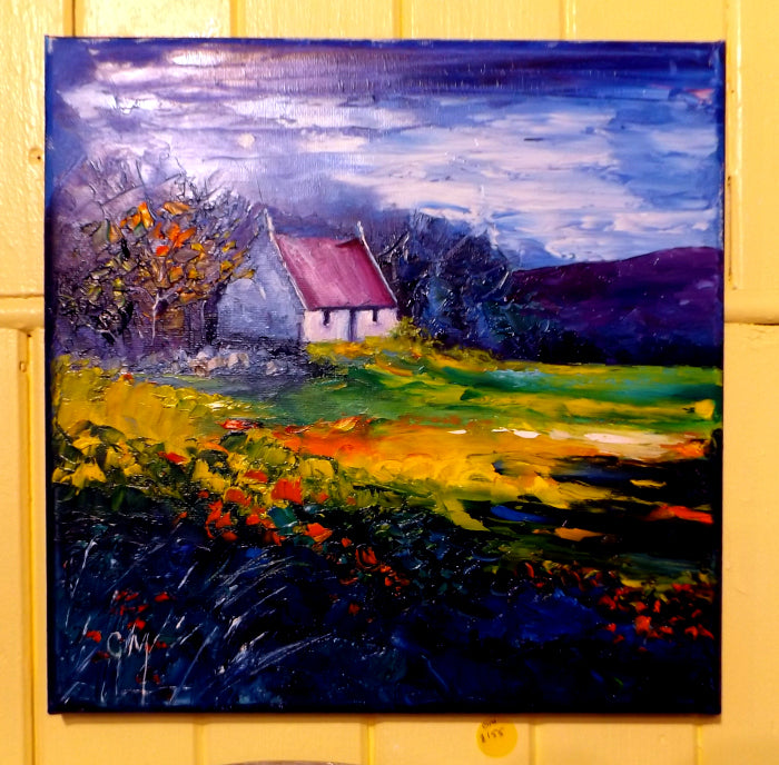 Painting - Cottage with Purple Roof