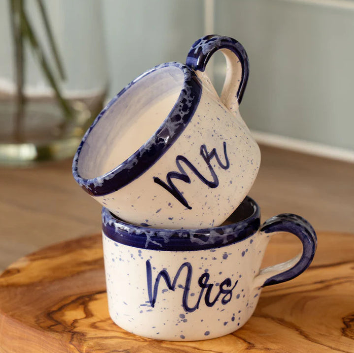 Mr & Mrs 2 Ceramic Espresso Cups