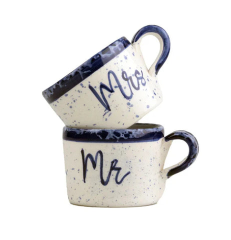 Mr & Mrs 2 Ceramic Espresso Cups