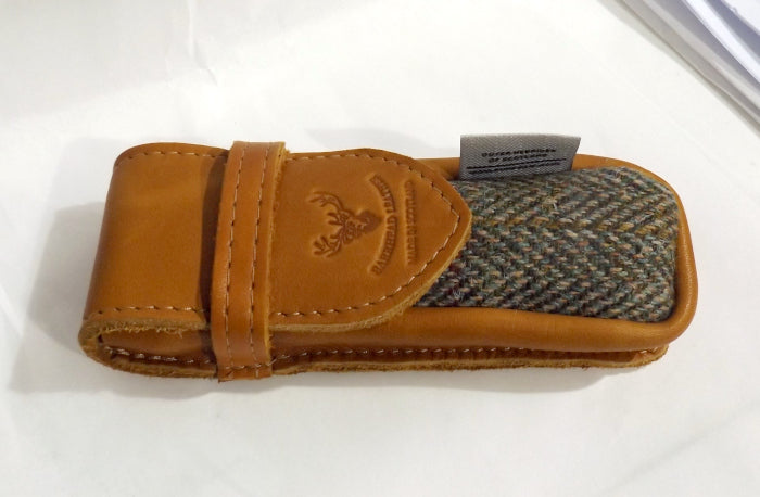 Deerskin Leather & Harris Tweed Glass Case