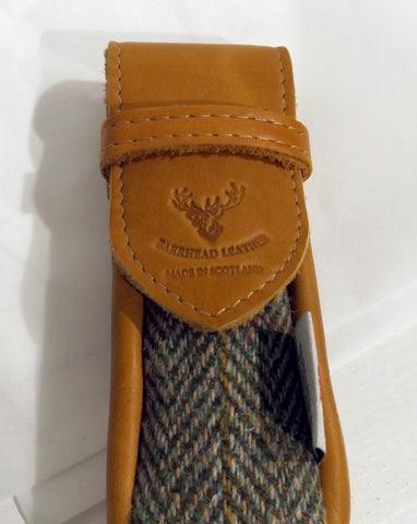 Deerskin Leather & Harris Tweed Glass Case