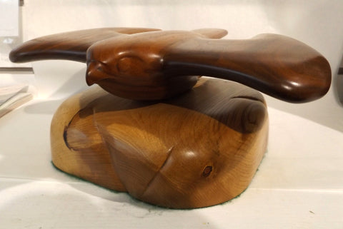 Hand-carved Kestrel in Flight