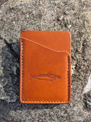 Mackerel design leather card wallet