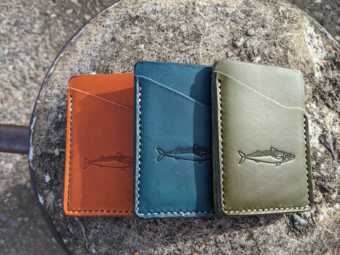 Mackerel design leather card wallet