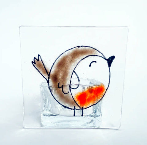 Tea Light Holder - Christmas Robin