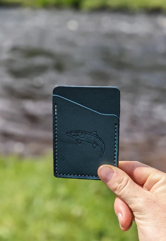 Salmon design leather card wallet