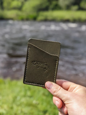 Salmon design leather card wallet