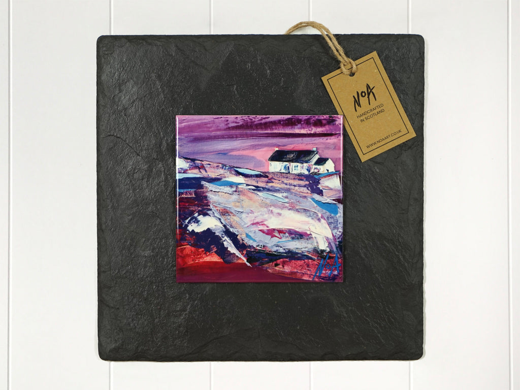 Slate Mounted Art - Alison's Field - Highland Cottage collection (large)