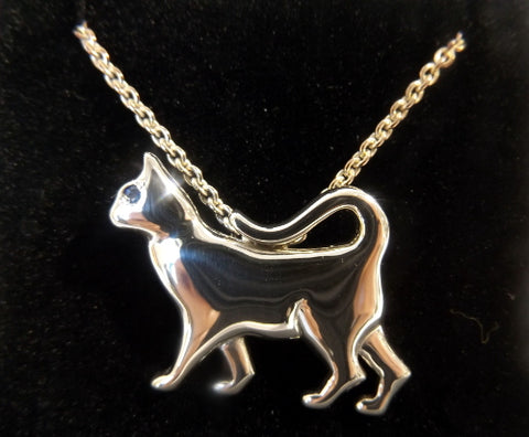 Silver pendant or brooch - Strolling Cat