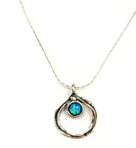 Necklace Aviv - Pretty small pendant with round opal