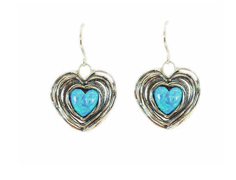 Earrings Aviv - Large heart earring hooks with opal
