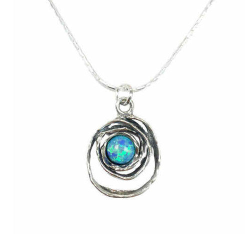 Necklace Aviv - Pretty Swirl design pendant with round opal