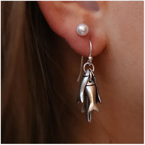 Hooked Fish Earrings - Mixed
