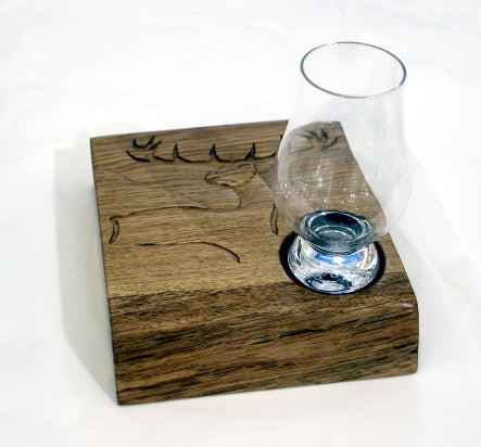 Whisky Glass Holder - Stag carving