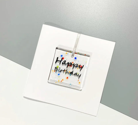 Glass Hanger / Card - Happy Birthday