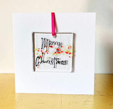 Glass Hangar / Card - Merry Christmas Card