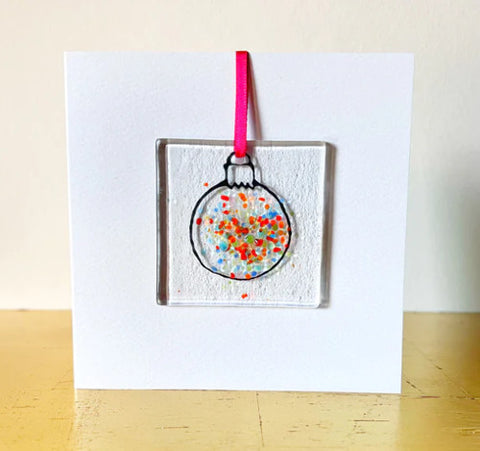 Glass Hanger / Card - Christmas Bauble