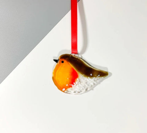 Glass Hanger - Wee Robin Decoration