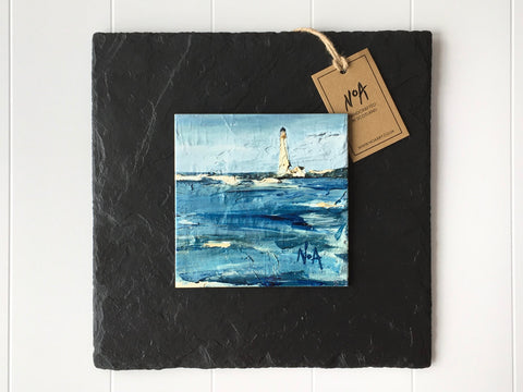 Slate Mounted Art - Scuride Ness - Scottish Seaside Collection (large)